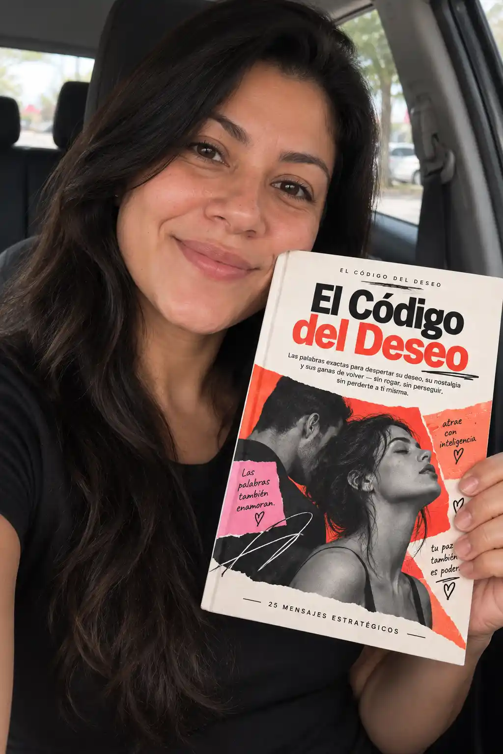 Camila Díaz sosteniendo El Código del Deseo